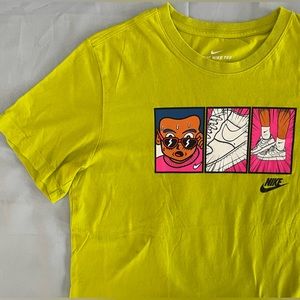 Lime green NIKE Air Force 1 block illustration men’s T-shirt | LARGE